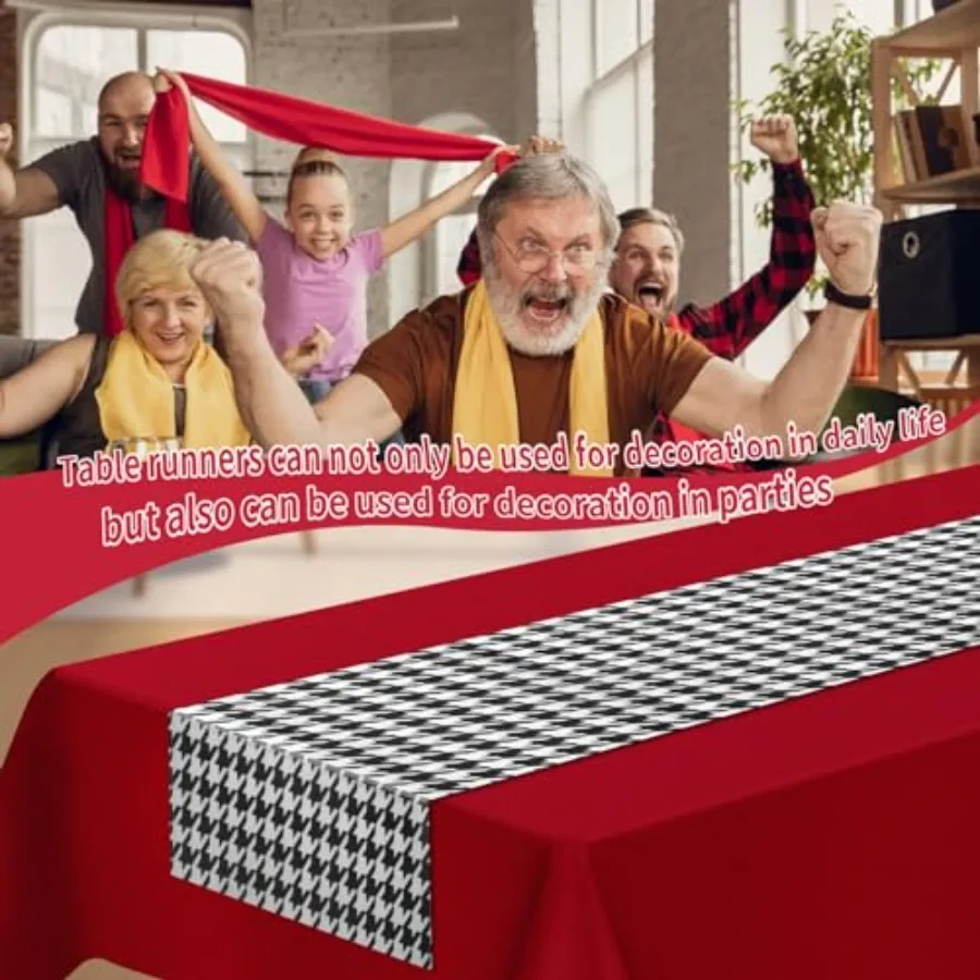 1パック プラスチック製 赤いテーブルクロス 千鳥格子柄テーブルランナー 千鳥格子柄パーティーデコレーション 108 * 54インチ ダイニングテーブル 屋外パーティー用