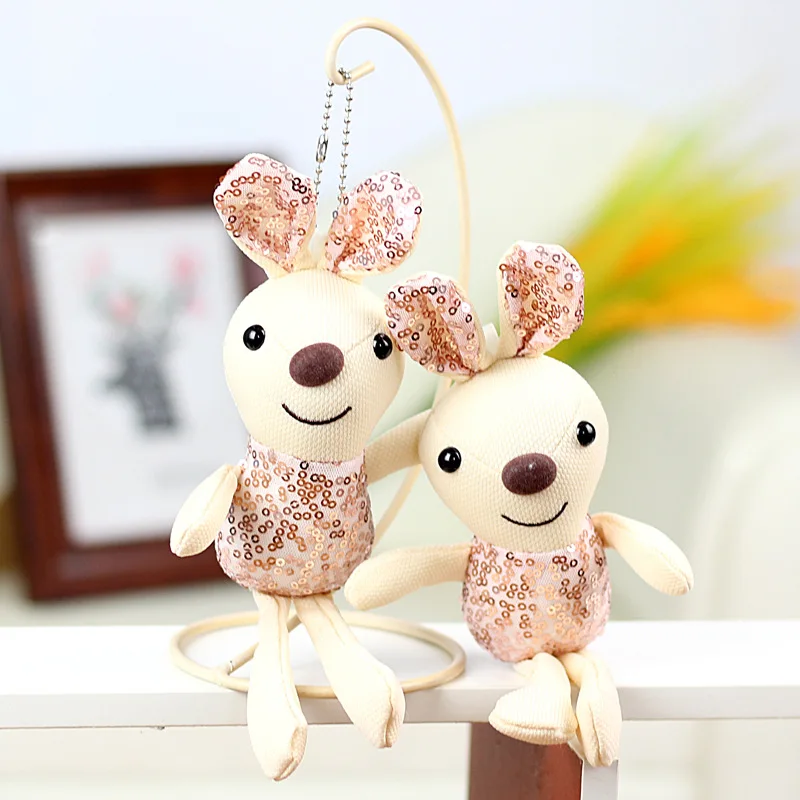 20m Cartoon Plush Sequined Rabbit Doll Plush Toy Keychain Exquisite Pendant Bag Accessories Girl Schoolbag Pendant