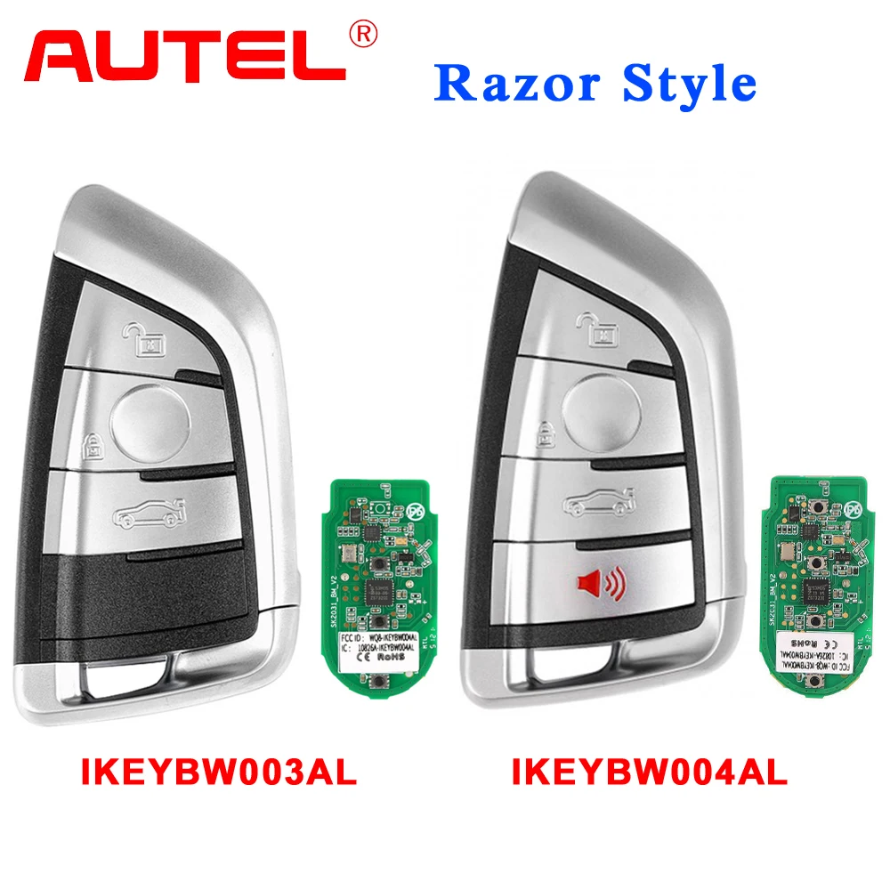 

Autel Razor Style IKEYBW003AL IKEYBW004AL for BMW 3 4 Buttons Smart Universal Remote Key Work with MaxiIM KM100 E Key Programmer