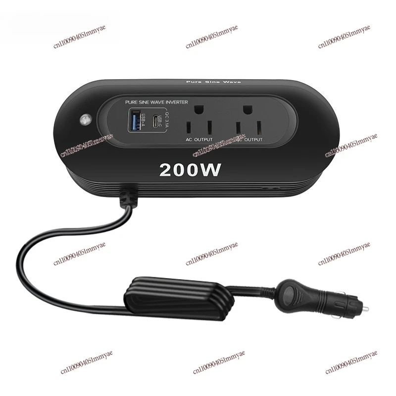 

Lithium Battery Car Inverter 12V To 110V Double US Standard 200W Pure Sine Wave Inverter Car Power Supply