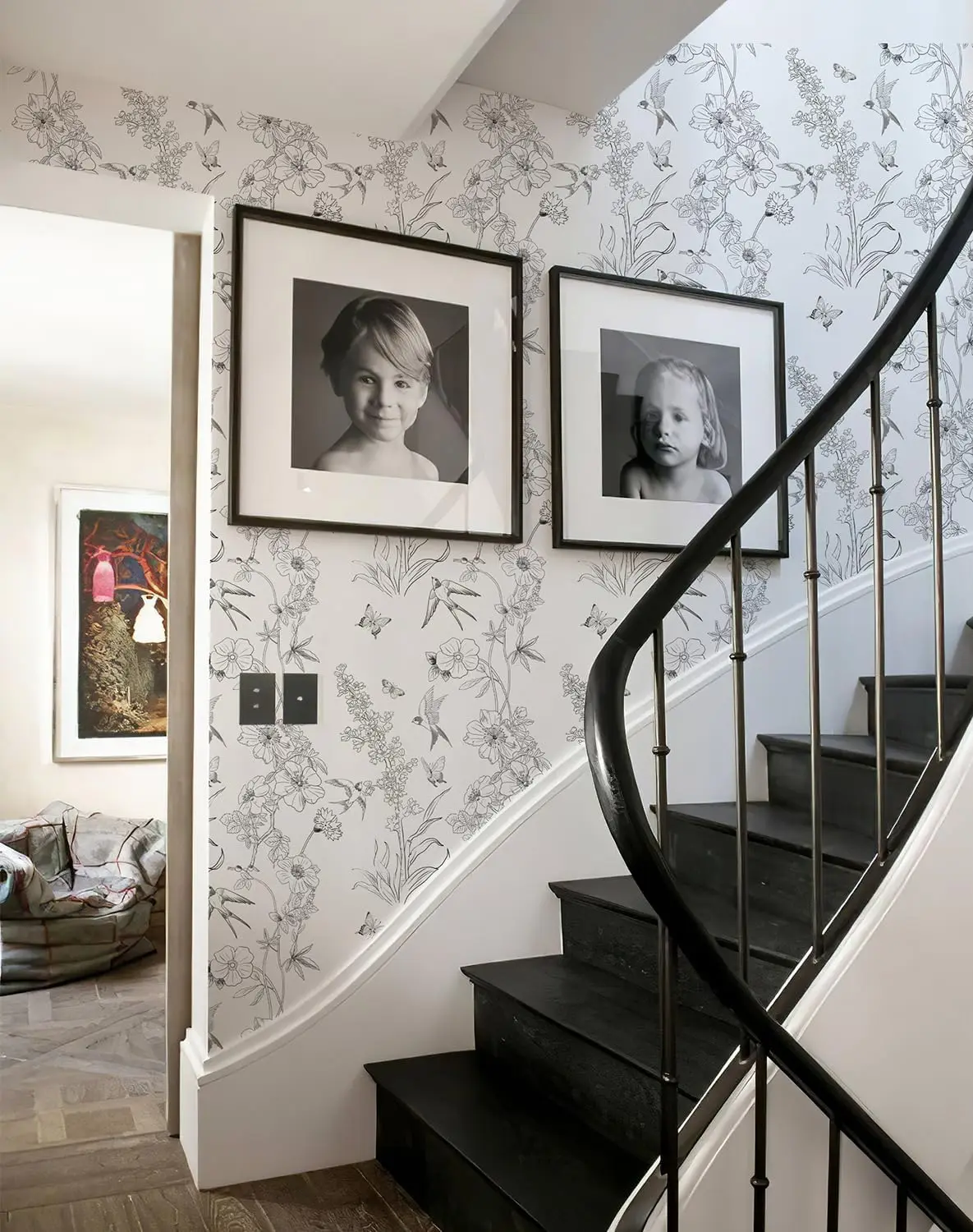 Wallpaper Kupas dan Tempel Bunga Wallpaper Berperekat Burung Hitam dan Putih Kertas Kontak Antik Dapat Dilepas untuk Kamar Tidur