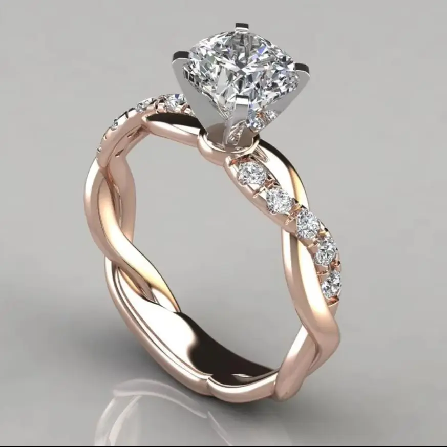 2025 New Sliver/Gold color Two-color Diamond Engagement Ring for Women Stylish Wedding Band Accessory