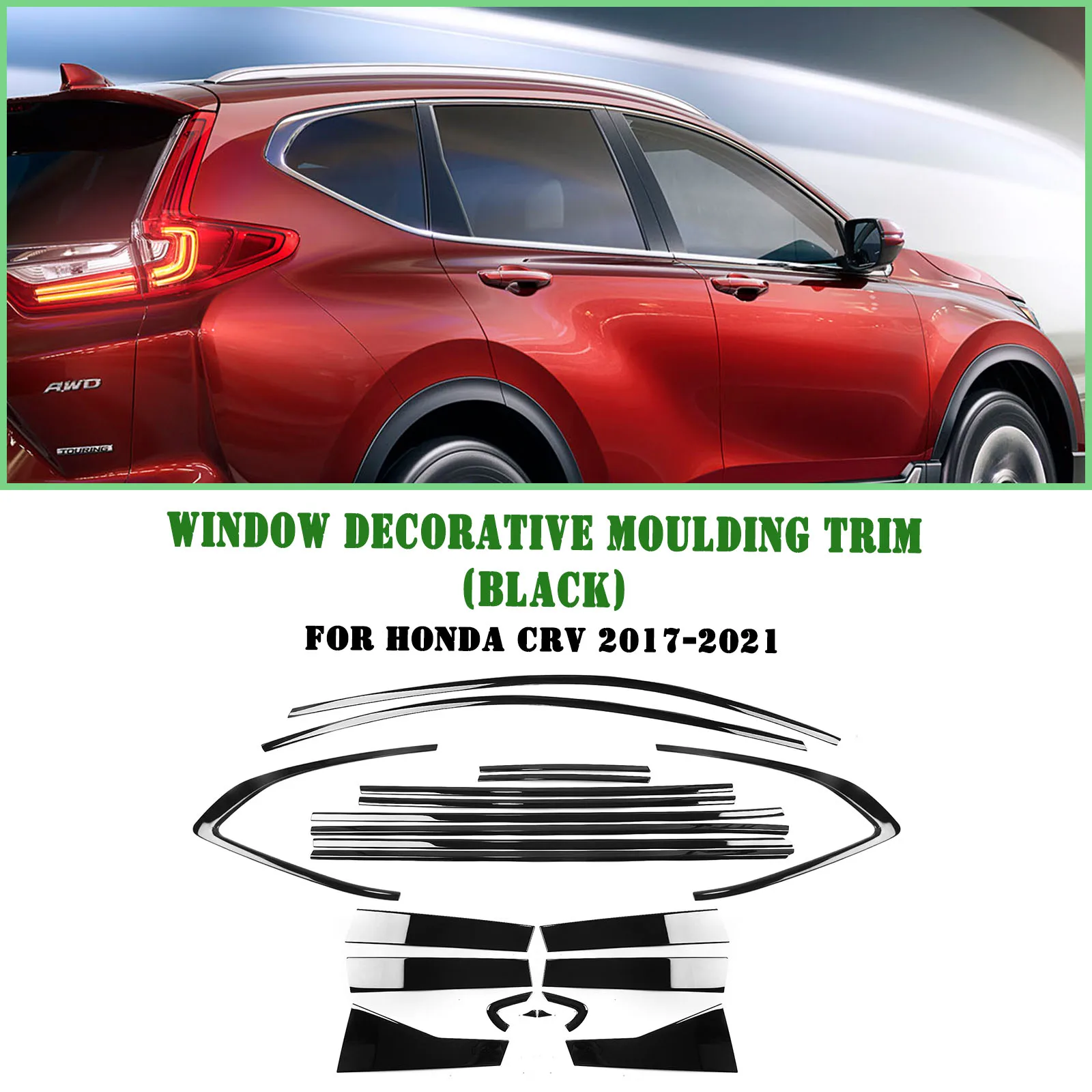 For Honda CRV CR-V 2017-2021 Exterior Window Trim Strip Titanium Black Door Waterproof Seal Shade Moulding Decorative