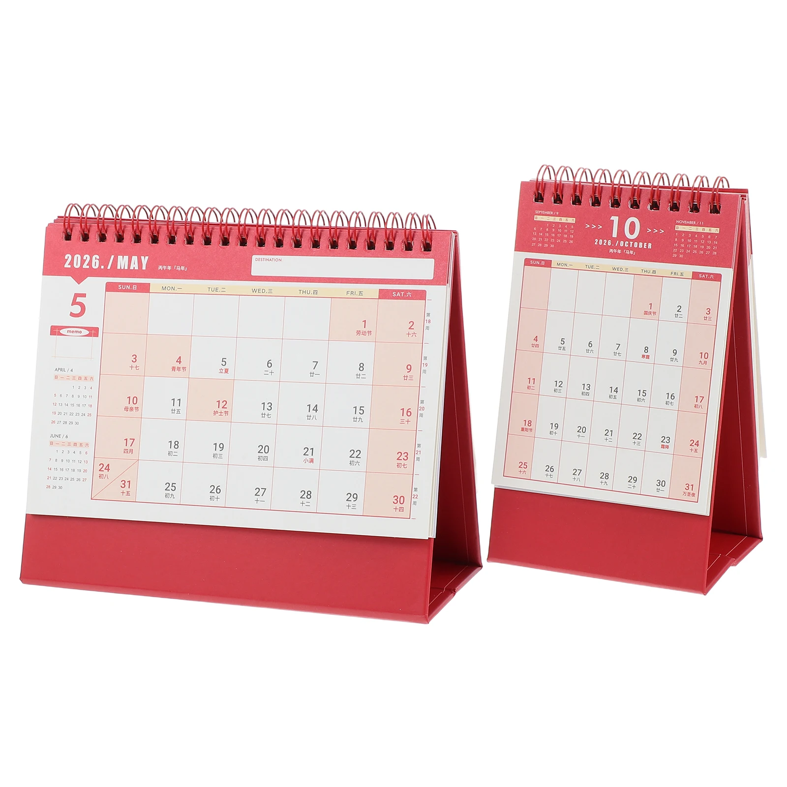 

2pcs Desktop Calendar 2026 Standing Flip Monthly Table Planner Easel Thick Paper Anti-Bleed Daily Habit Tracker Office School