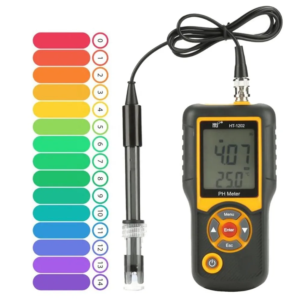 Digital PH Tester Meter HT-1202 High Precision Water Quality Analyzer Labs PH acidity meter, for Seawater Freshwater Aquaculture