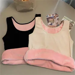 Autumn Winter Warm Women Vest Ladies T-shirt Undershirt Fleece Tank Top Underwear Thick All-match Thermal Sleeveless Lingerie