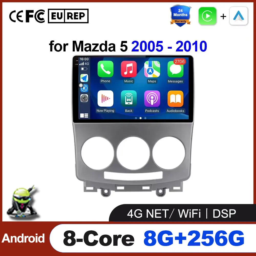 

Беспроводная система CarPlay Android OS для Mazda 5 2005-2016, авторадио, автомобильный мультимедийный GPS-навигатор, видеоплеер, аксессуары, стерео