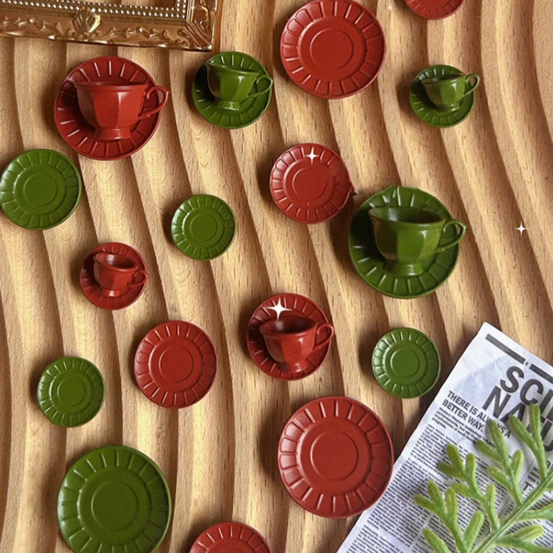 1 مجموعة دمية الفرنسية فنجان قهوة صغير ومجموعة الصحن مصغرة الشاي بعد الظهر المشهد الديكور إكسسوارات دمي اللعب #3