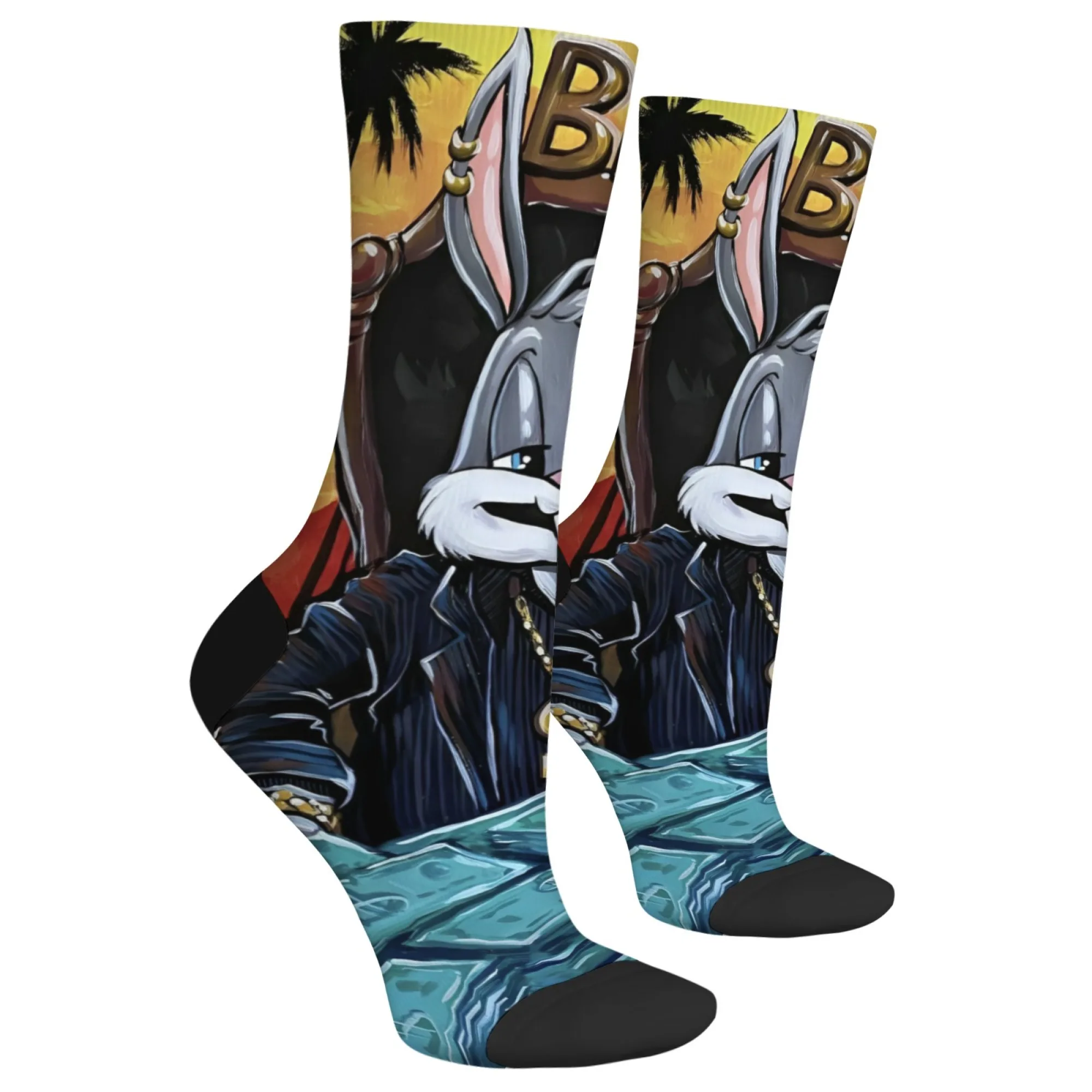 الهيب هوب الكرتون الأرنب رئيس نمط عارضة الرجال الجوارب مريحة للتنفس عدم الانزلاق الجوارب الجدة المتناثرة الرجعية طاقم الجوارب