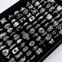 10/20/30/50/100 pièces Vintage Punk crâne oeil anneaux ensemble pour femmes hommes mélange Style Hip Hop bague bijoux cadeau de fête 1