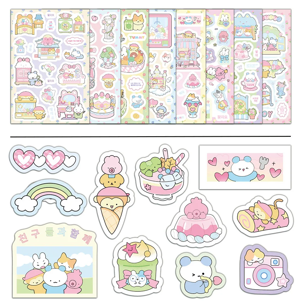 8PCS Spring Travel Stickers Cartoon Cute Small Elements Handheld Account Phone Case Notebook Decoration Waterproof Stickers
