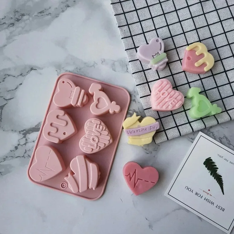 Cake Soap Candle Mould Valentine's Day Decorative Gift Baking Tools Handmade Heart Shaped Angel Love Silicone Chocolate Mold