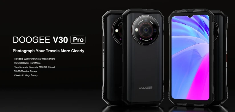 Doogee V30 Pro Cpu Dimensity 7050 120Hz 6.58Inches 5G Global Frequency Band 200 Million Pixels Android 13 Nfc 12Gb Ram 512Gb Rom