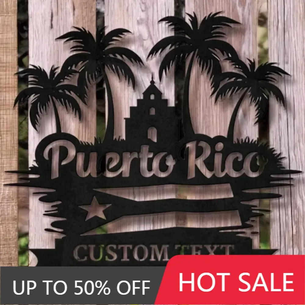

1PC Exceptionally Designed Unique Puerto Rico Flag Wall Sculptures. Metal Nameplate Custom, Durable Outdoor, for Island Pride.