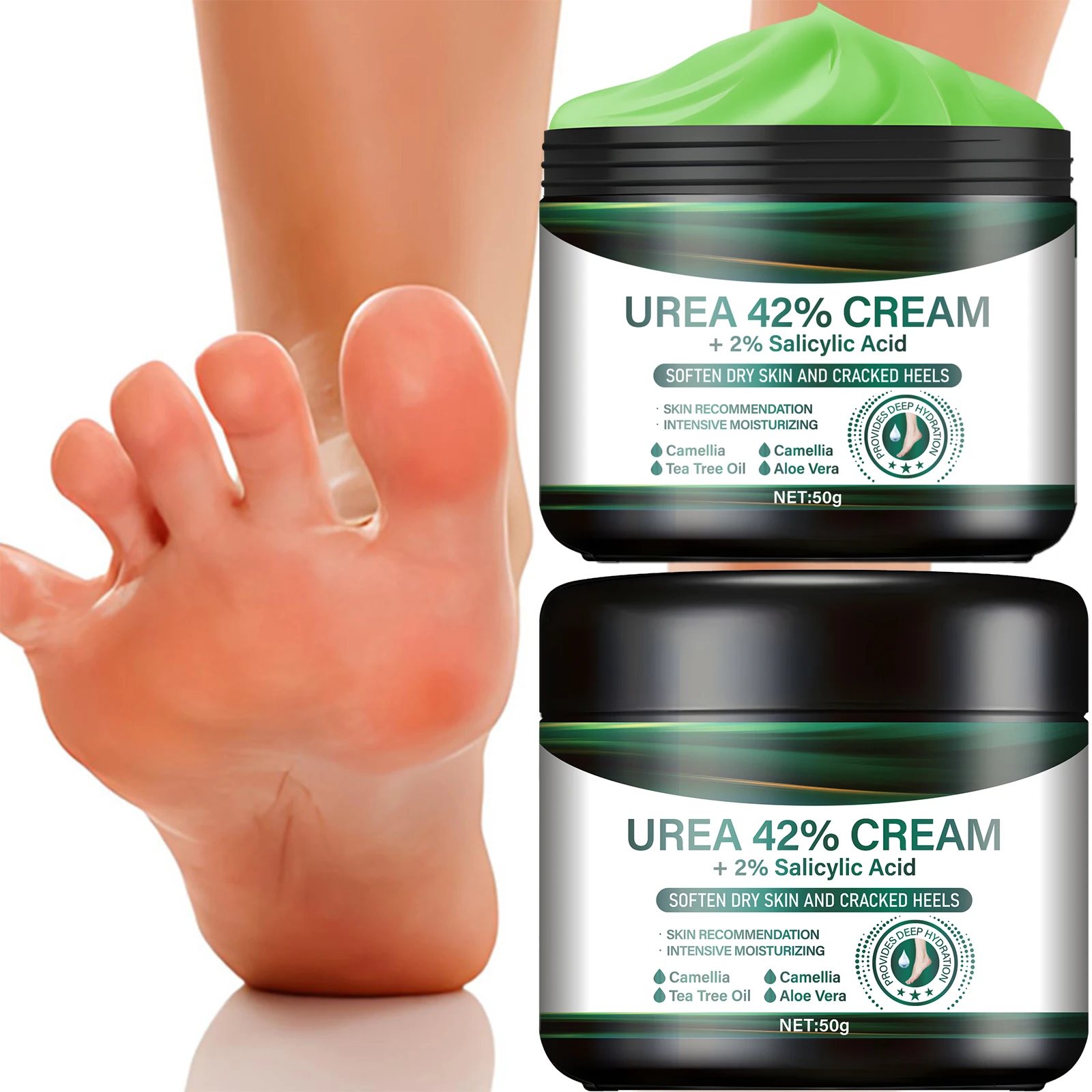 كريم القدمين باليوريا 42% وحمض الساليسيليك - إصلاح intensive للكعوب المتشققة، زيت شجرة الشاي والصبار، علاج شتوي #4