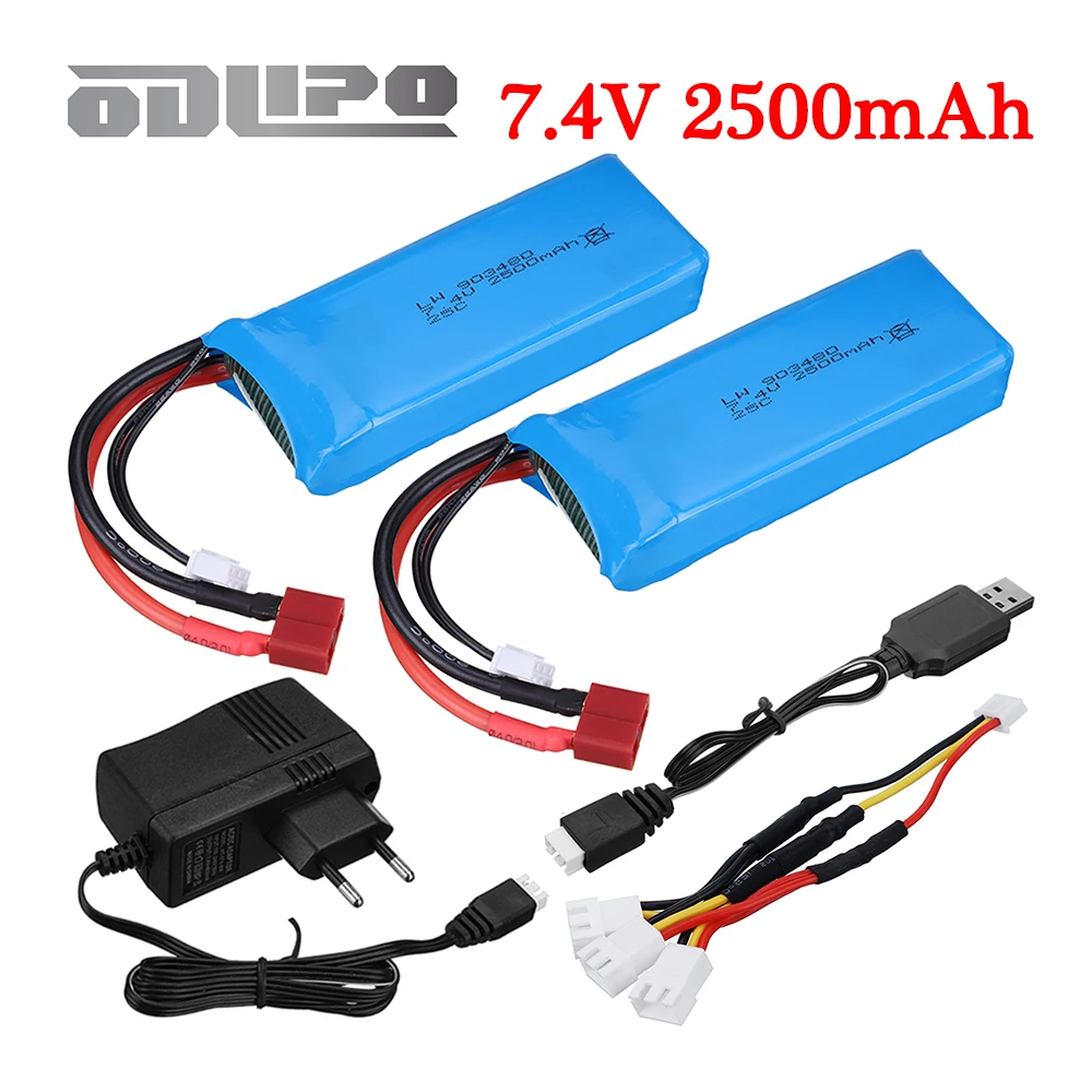 7.4V 2500mAh Lipo Battery Charger Sets for Wltoys 144001 124016 124017 144002 Cars battery 2s 7.4v for Wltoys 12428 12423 RC Car