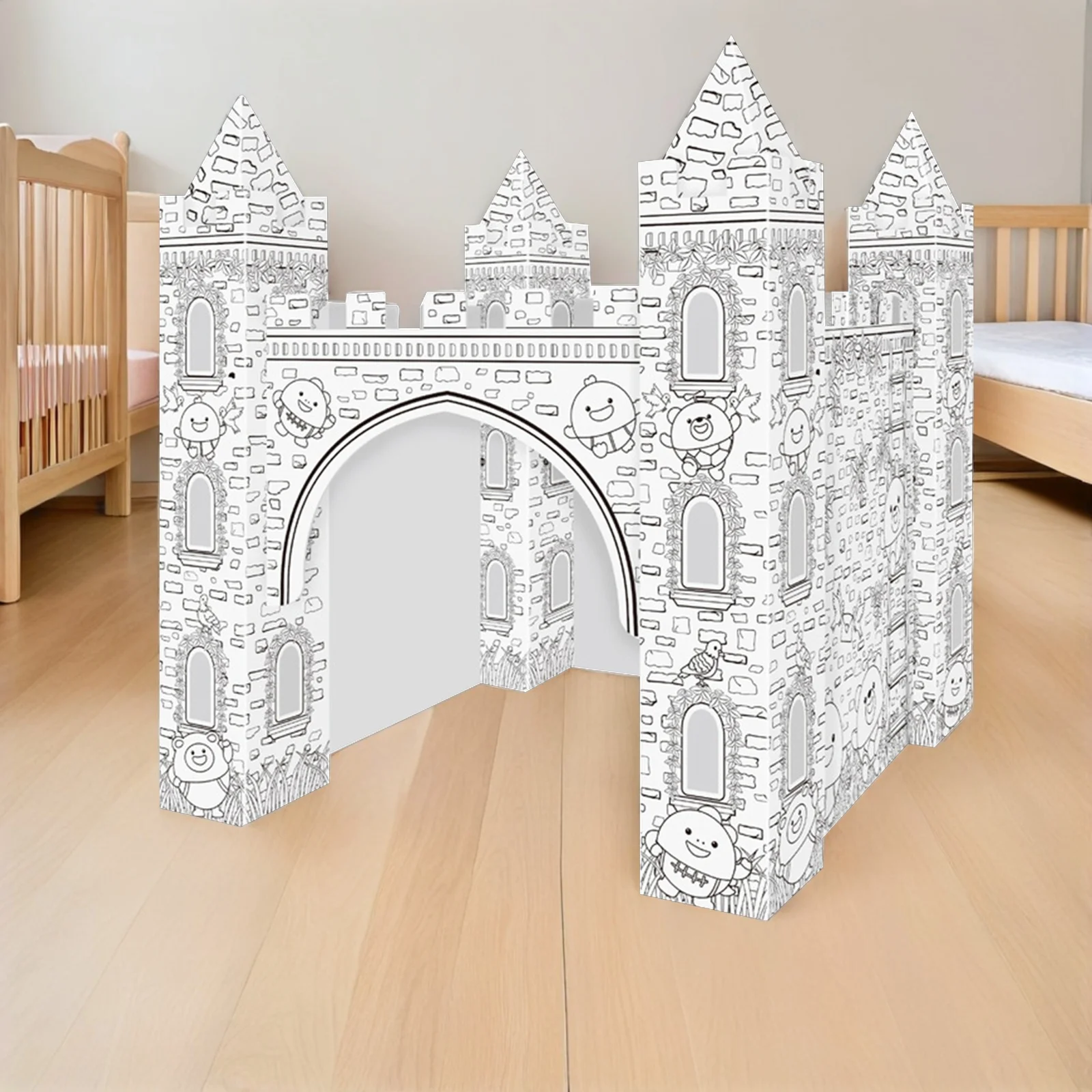 

1 set 1 Set 3D Castle Coloring Puzzle Diy Biodegradable Paper Craft For Kids Creative Educational Art Detachable Cute Graffiti