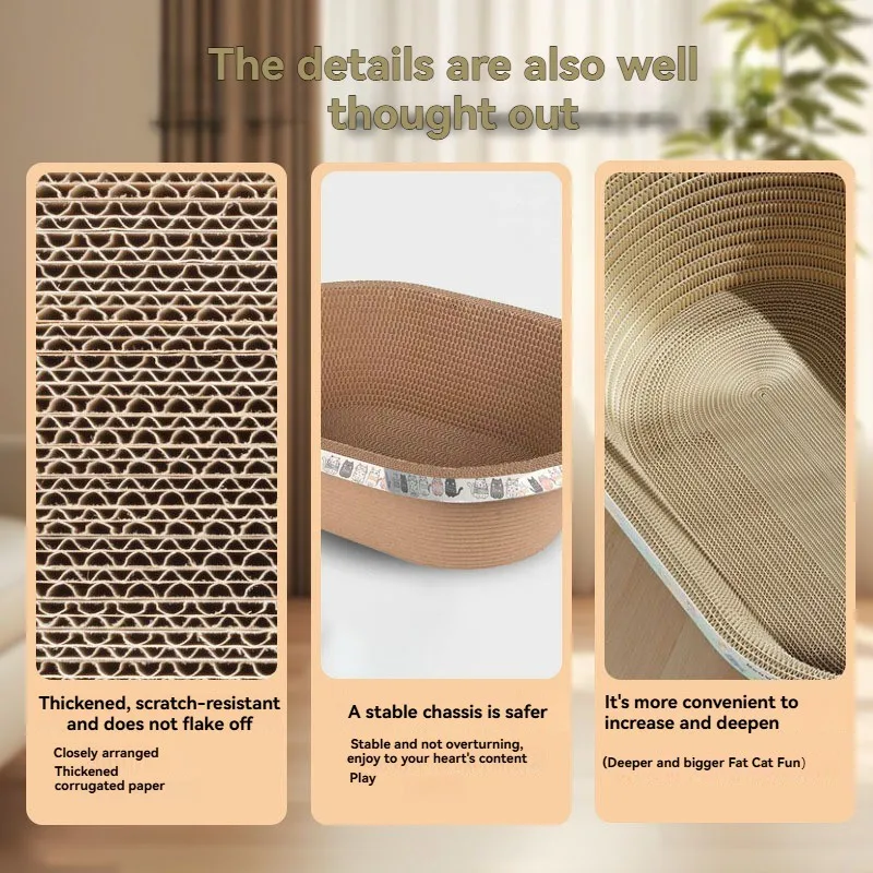 Excellent-Fumiao Extra Large Deepened Cat Scratcher-Cardboard Cat -Durable Corrugated Design For Cat Lounge
