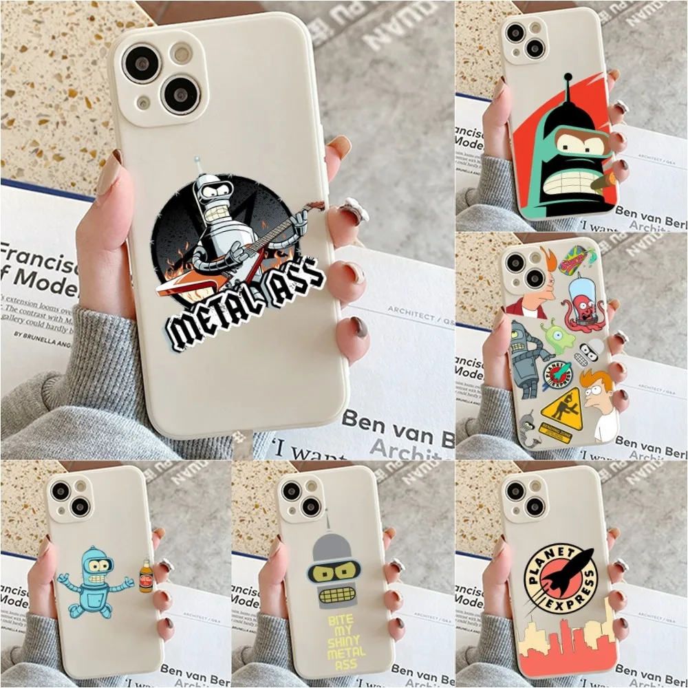 Cartoon F-Futurama B-Bender Phone Case For Iphone 11 13 14 Pro Max X Xr Xs Max Se2020 12mini White Cover Case