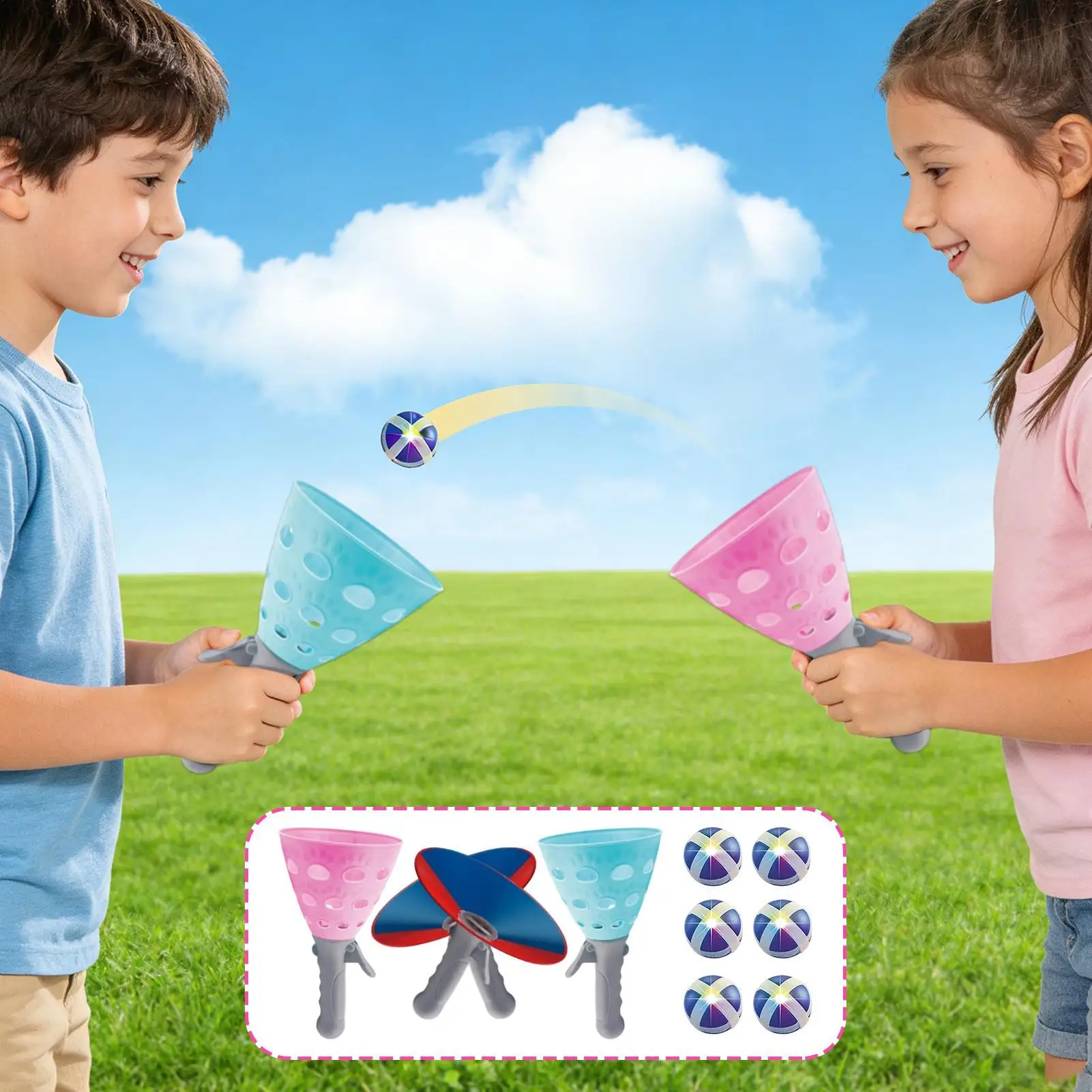 Toss and Catch Ball Set Outside Toys for Kids Ages 3-6 Outdoor Games Parent Child Interactive Sports Toys Birthday Gift