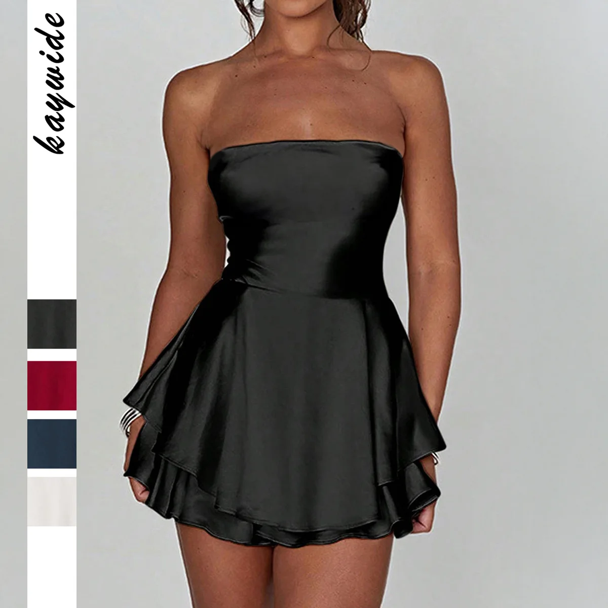 Y2K Style Satin Tube Top Backless Dress Women's Clothing 2025 Summer Vestido Feminino Robe De Soirée Sirene Femme Longue