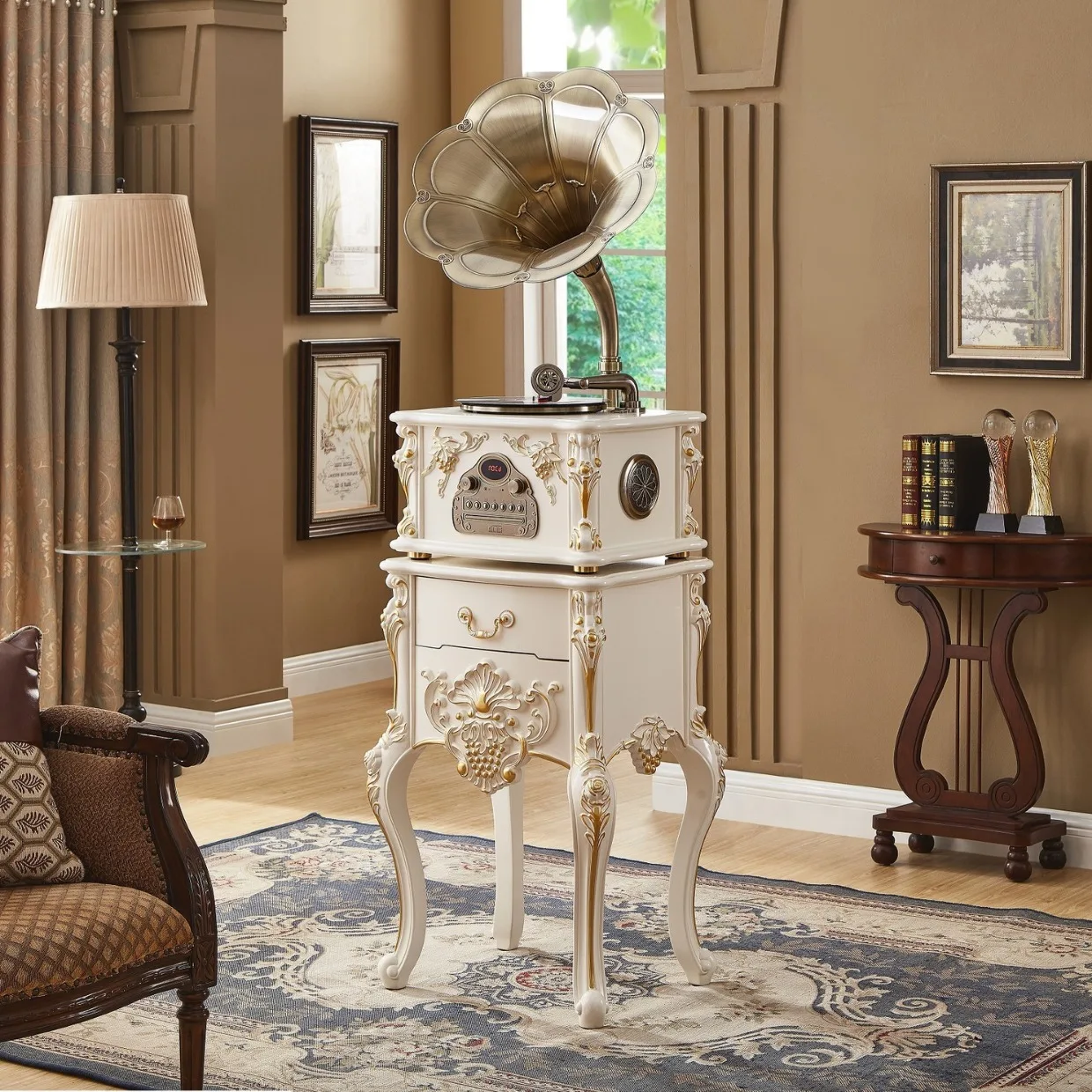 

Gramophone, antique, living room, home, bluetooth, stereo, vintage, solid wood