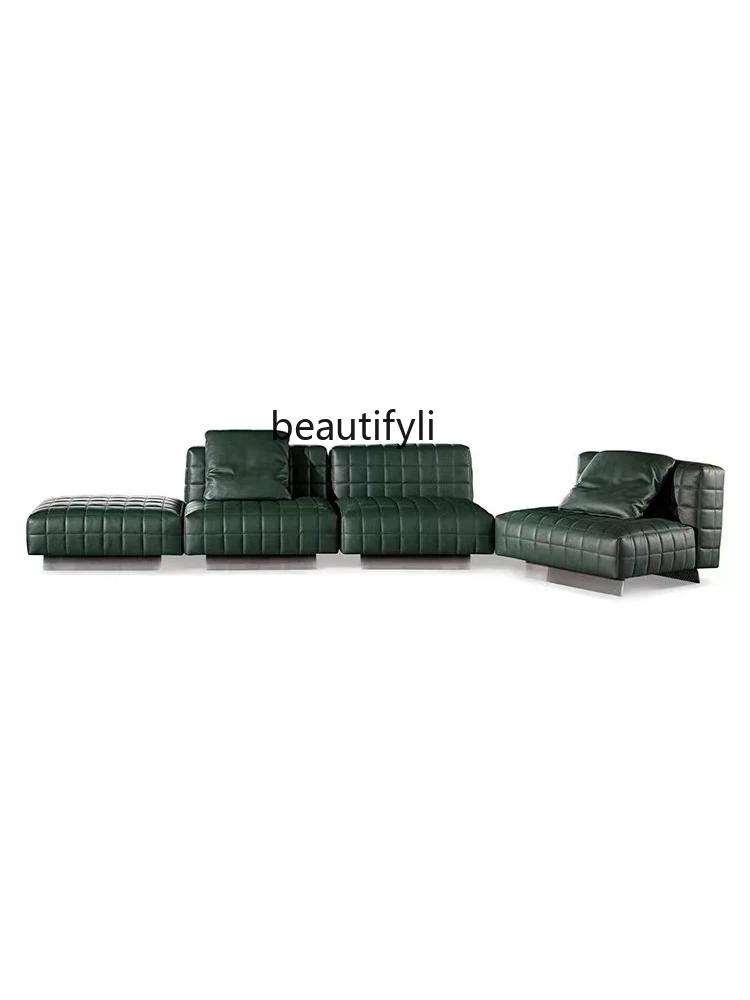 

Italian Minimalist Designer Modular Sofa Large Apartment Major Combination Living Room Villa Special-Shaped Leather Sofa