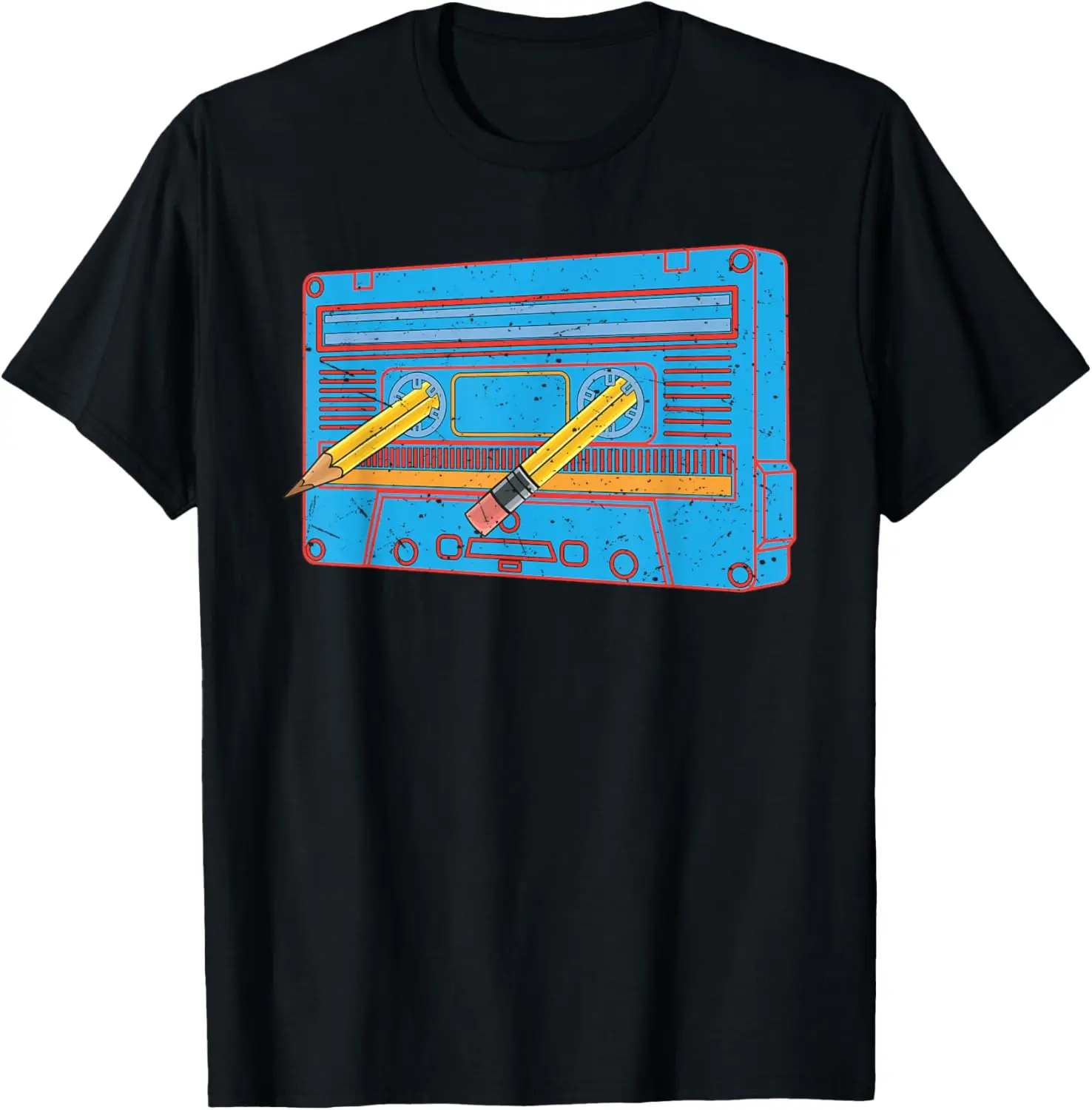

Cassette Tape Vintage Pencil 70s 80s 90s Classic Music T-Shirt