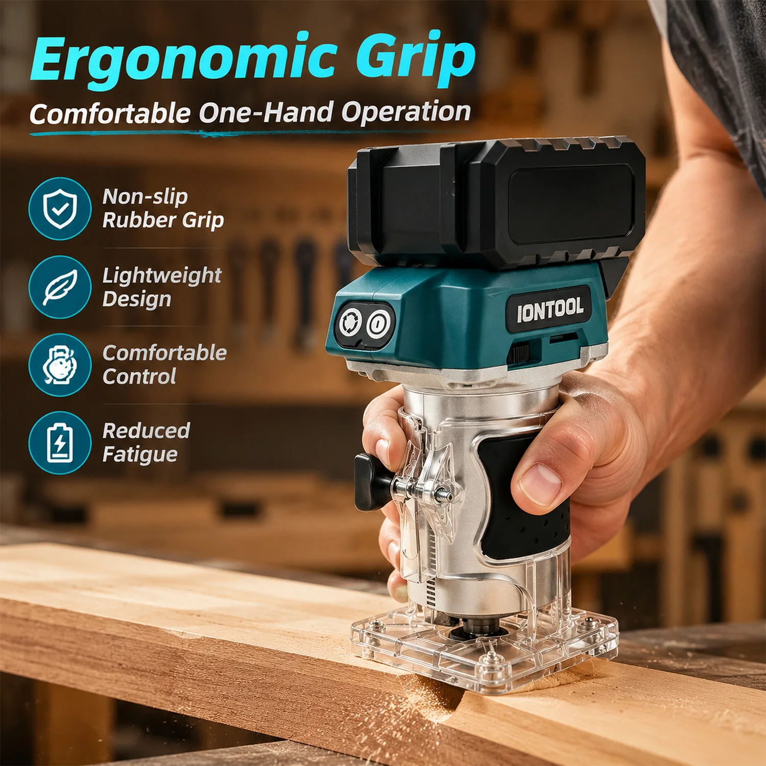 IONTOOL Brushless Cordless Trim Router 780W Wooden Frame Profiling Indoor Decoration Furniture Refinishing Power Tool