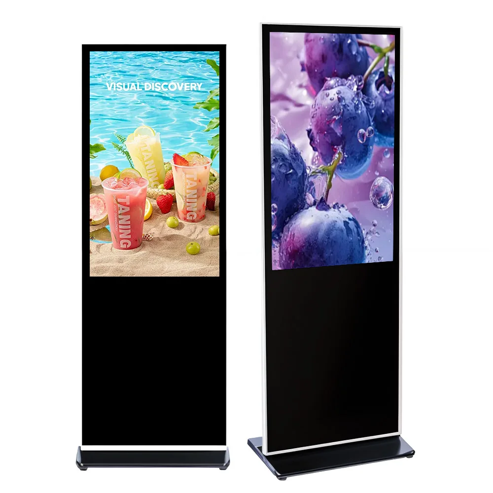 QICAI Floor Standing LCD TV Video Player Touch Screen Interactive Kiosk Vertical Digital Signage Totem Advertising Display