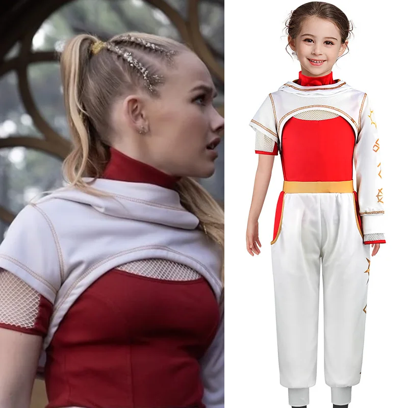 

Zombies Girls Costume Kids Nova Halloween Cosplay Cheerleader Mesh Top Pant Hooded Coat 3PCS Uniform Outfits