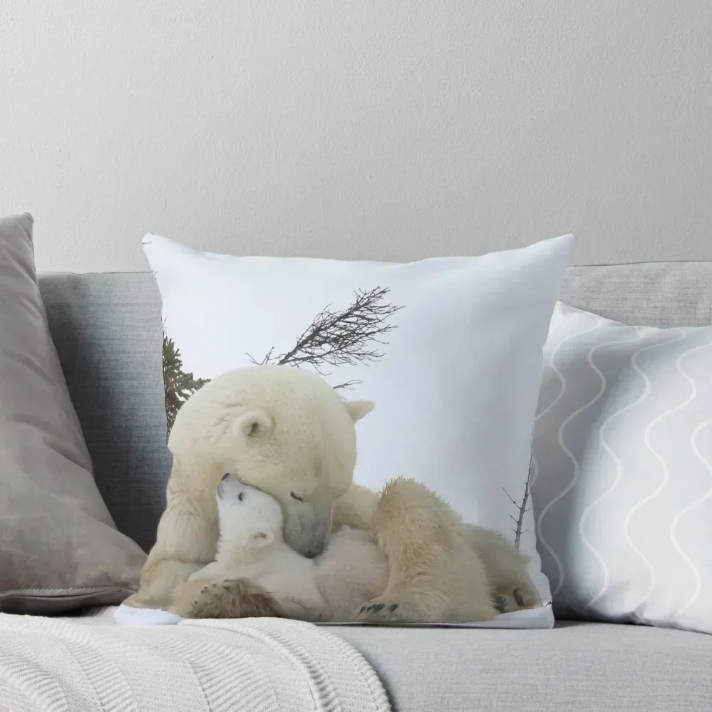 

Polar bears: Mom & cubs Throw Pillow Pillow Cover ornamental pillows for living room Plaid Sofa pillow