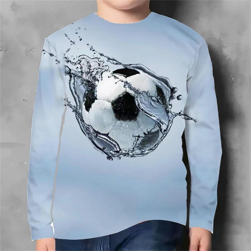 Children's Clothing Boys Tshirt Long Sleeve 3D Football Print Kids Spring Fall Clothes Stylish Active O-Neck Girl Clothes Tops