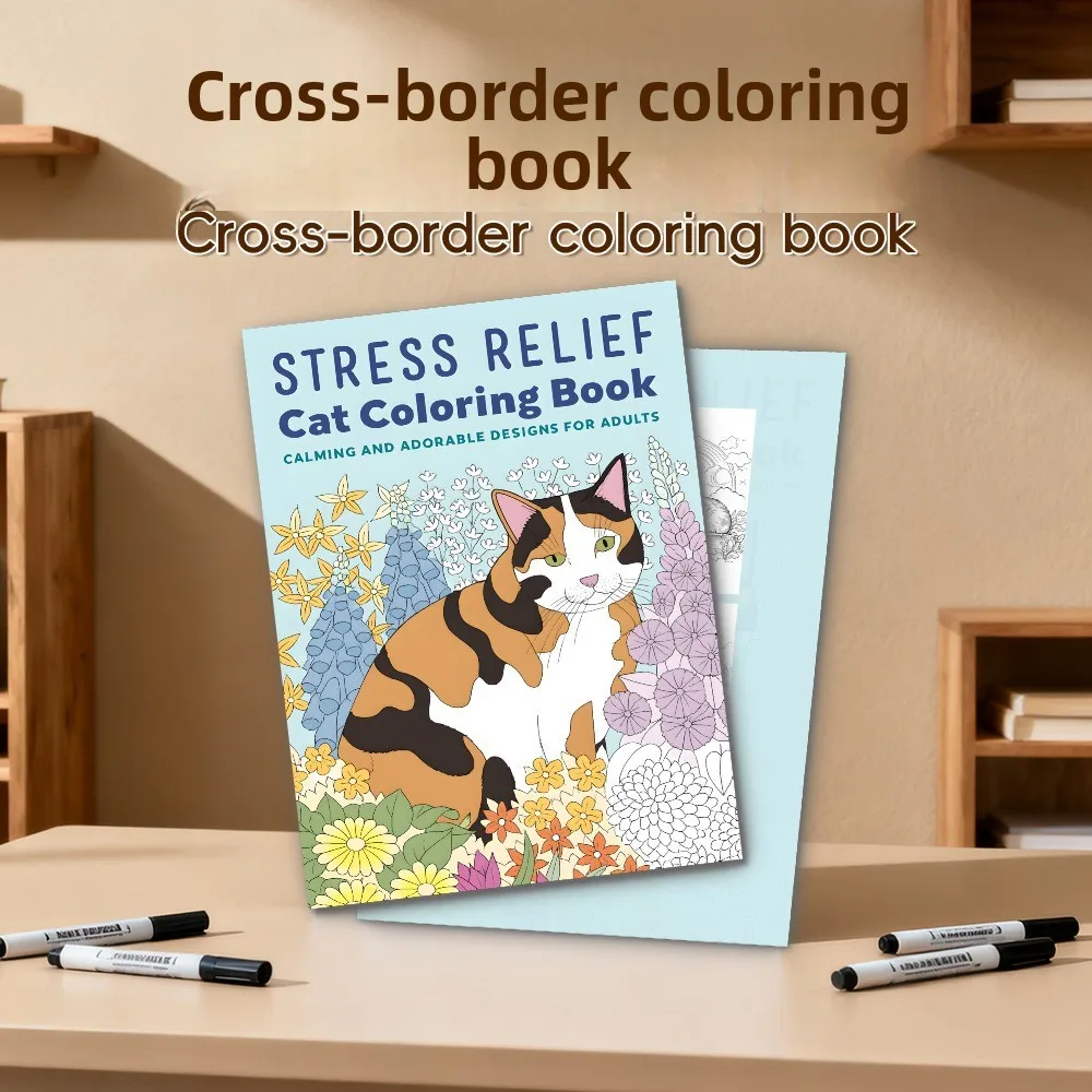 Stress Relief Cat Coloring Book Calming Adorable Designs for Adults Relaxation Art Therapy Mindfulness Gift