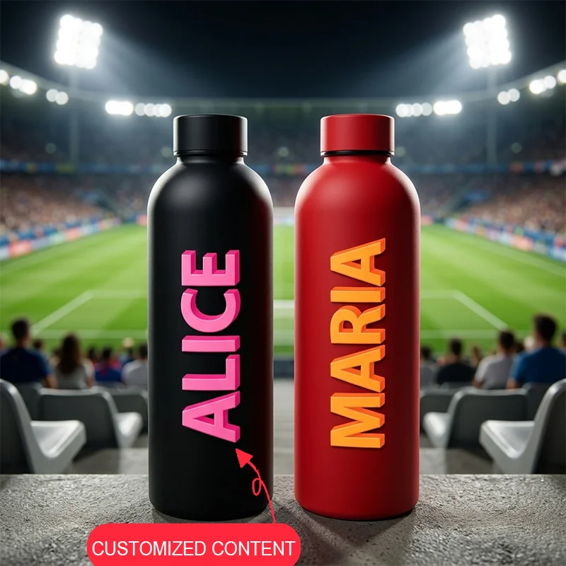 Thermos personnalisé avec nom, gobelet en acier inoxydable personnalisé, bouteille d'eau pour les sports de plein air, idéal pour les cadeaux de vacances