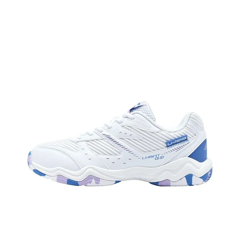 Li Ning Cushioning Low top Badminton Shoes Unisex White Purple AYTT021-2