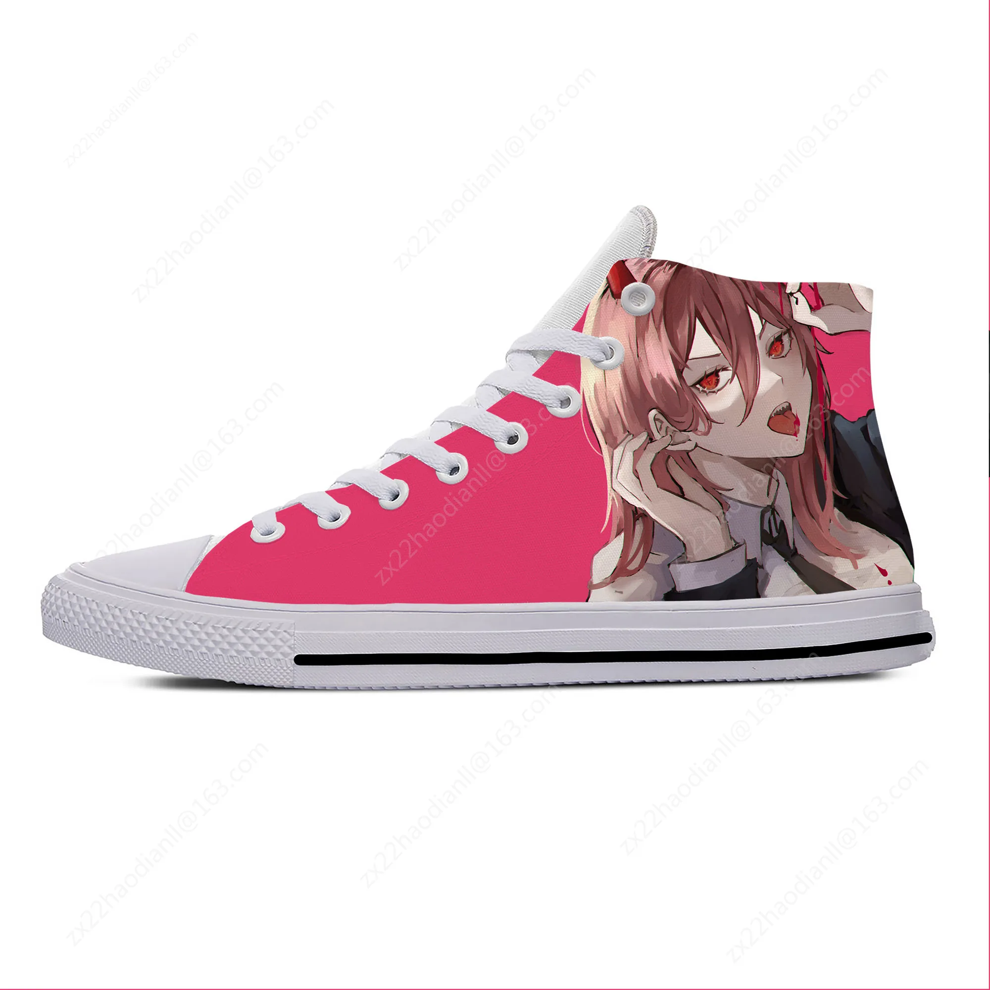 Japanese Anime Manga Cartoon Chainsaw Man Power Casual Cloth Shoes High Top Lightweight Breathable 3D Print Men Women Sneakers