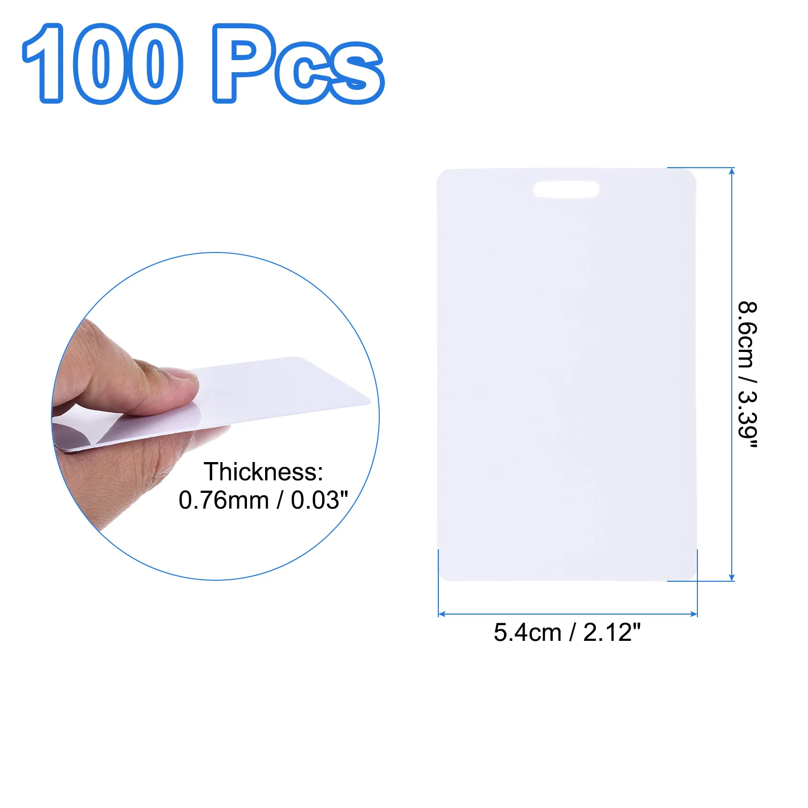 100-500Pcs PVC Cards with Slot Punch 30Mil Graphic Quality Printable Vertical Blank Cards for ID Badge Business Card Credit Card