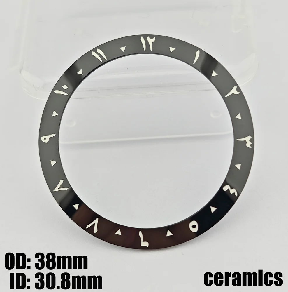 حلقة بحافة بأرقام عربية للرجال ، ساعة لامعة ، مطفية ، سيراميك ، حافظة داخلية ، NH35 ، 40 top ، 38 * ay