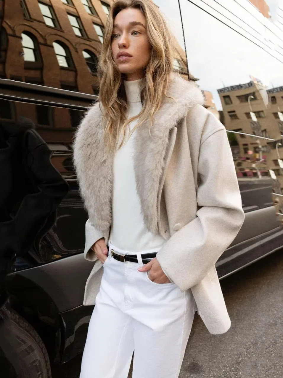 

Новое зимнее поступление, женское модное повседневное шерстяное пальто ort Sle с меховым воротником, легкое роскошное молодежное пальто с длинным светом