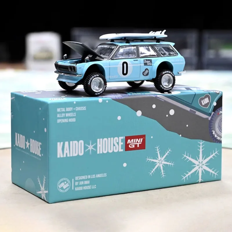 

Kaido MINIGT 1: 64 Scale Datsun 510 Wagon 4x4 Off-Road Vehicle Blue Alloy Car Model Collectible Display Toys No Display Box