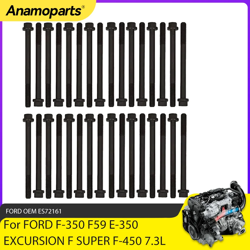 Juego de pernos de culata para motor, piezas de motor para Ford Excursion F250, F350, E450, E550, Super Duty, 7.3L, V8, Diesel OHV, ES72161, 7,3 L