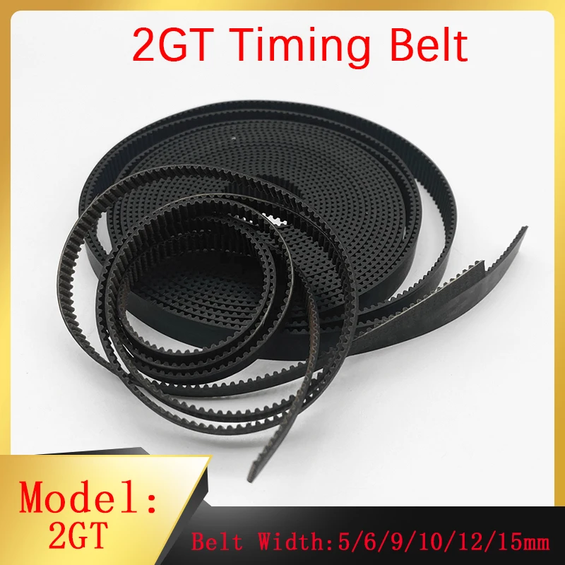 2M 2GT Open Synchronous Belt Dustproof Rubber Pu Steel Wire Bandwidth 5/6/9/10/12/15/30mm Suitable for 3D Printers