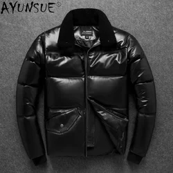 2022 New Winter Jackets Men Genuine Leather Down Jacket Men's Padded Real Sheepskin Coats Multi-pocket Thick Warm Leather Coat