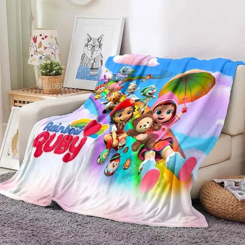 Cartoon Series Rainbow Ruby Children's Blanket Lulu and Bear Cute Blanket Intelligence and Adventure Blanket Photo Customized