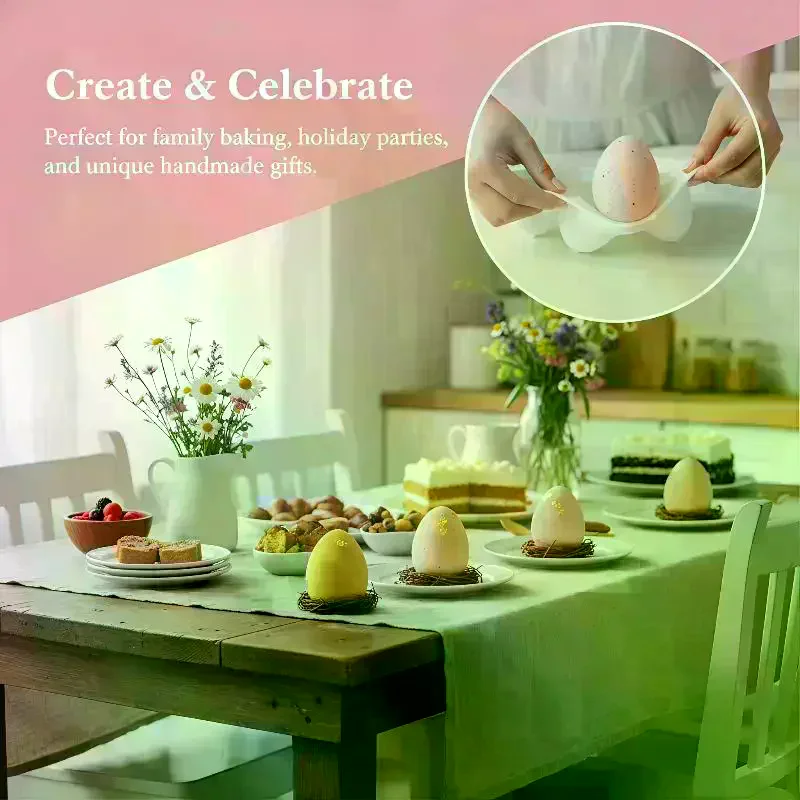 3D Egg Candle Silicone Mold 8 Grids DIY Mousse Chocolate Cake Craft Baking Tool Easter Simulation Egg Resin Plaster Mold Decor