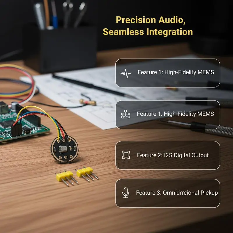 Image of 1 Set ICS 43434 MEMS-Mikrofon Digital Omnidirektional I2S-Ausgang Geräuscharm für Hausautomatisierung Geräuscherkennungsmodul