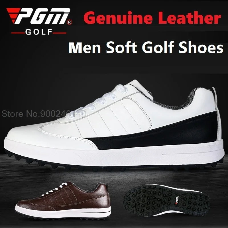 Pgm Golf Shoes Men Sport Shoes Pgm Genuine Leather Waterproof Male Golf Sneaker Spikes Anti-Slip Shockproof Male Shoes 39-46