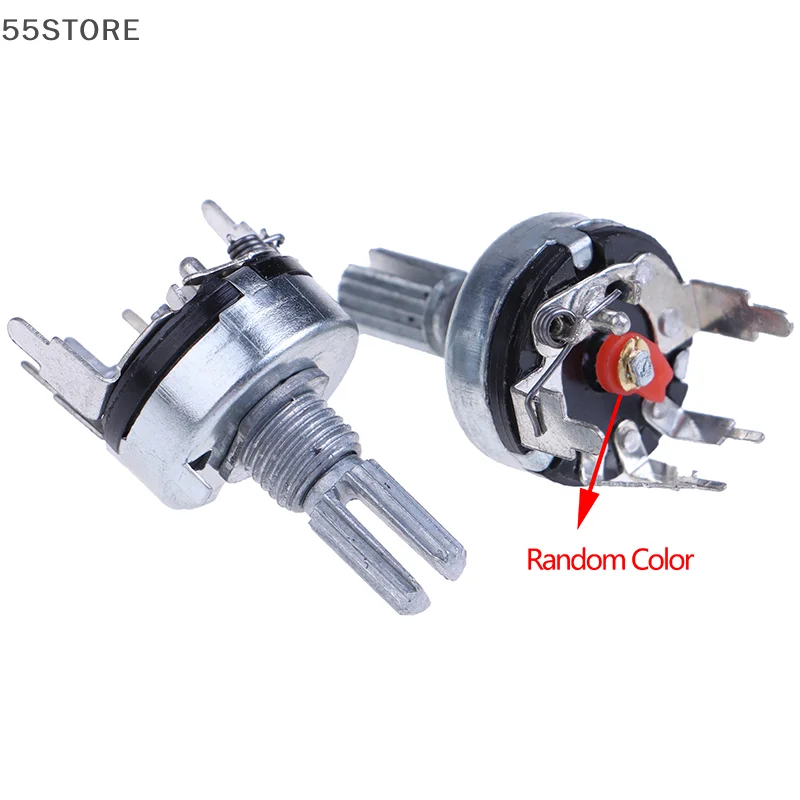 5Pcs RV17 With Switch Potentiometer Handle Length 15mm 5Pin B1K 2K 5K 10K 20 50K