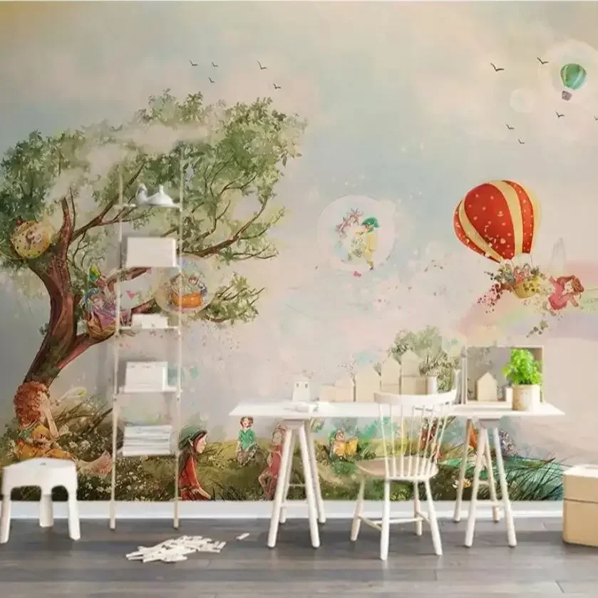 

Обои на заказ, 3d фреска, скандинавский минималистичный котенок, детская комната, ручная роспись, мультяшное облако, звездный король, обои для детской комнаты